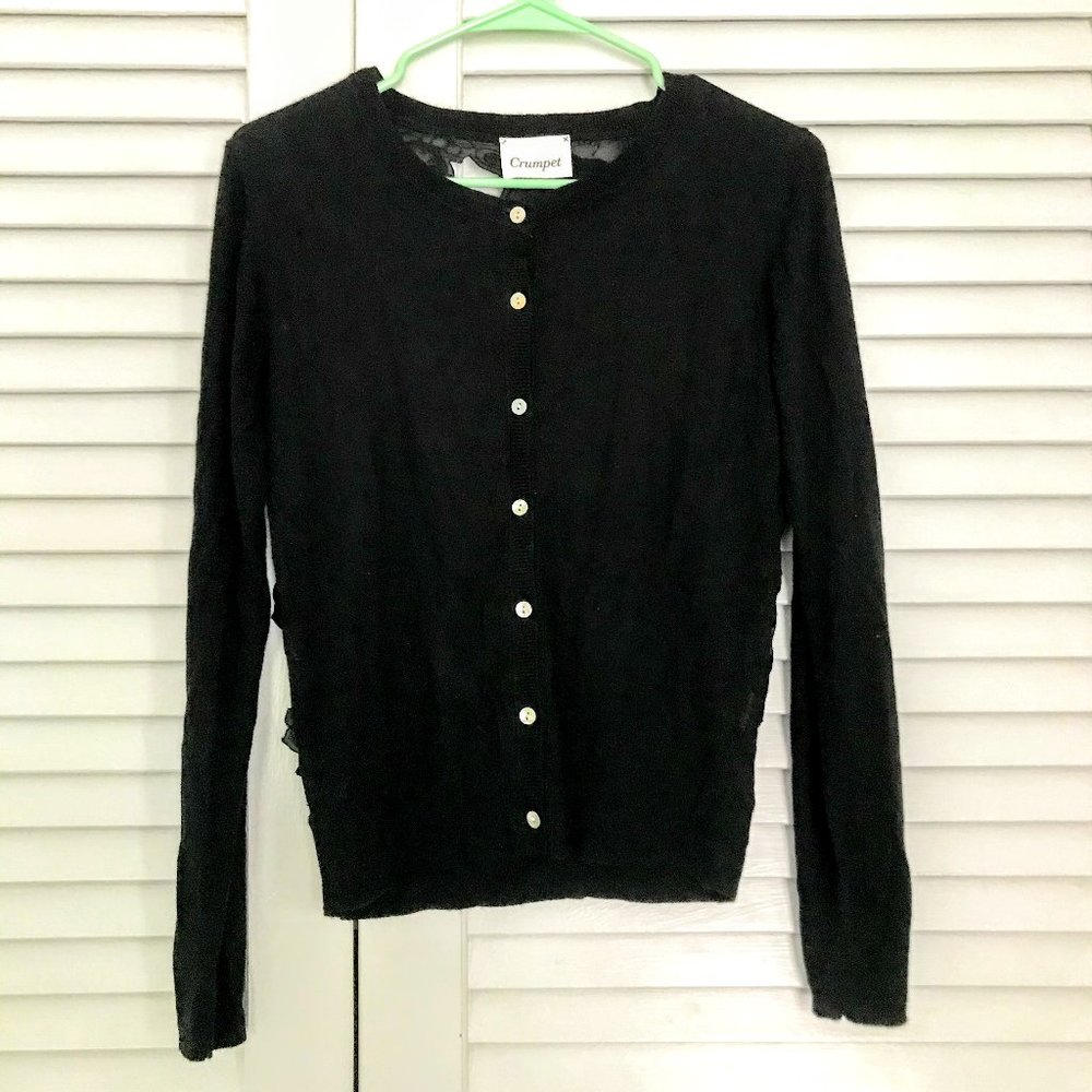 Black cardigan, lace back